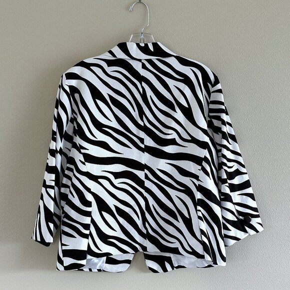 Sandro Zebra Print Cotton Single Button Blazer - Picture 6 of 8